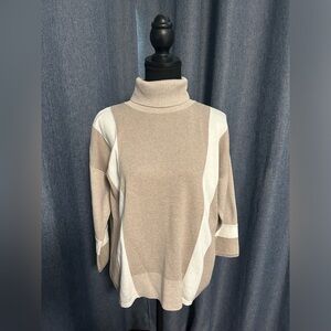 Chico’s Tan and White Turtle Neck Sweater